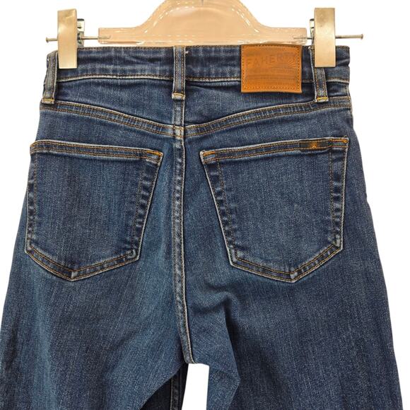 Faherty Jeans Womens 25 Straight Leg Distressed Organic Cotton Mid Rise Indigo - Picture 5 of 14